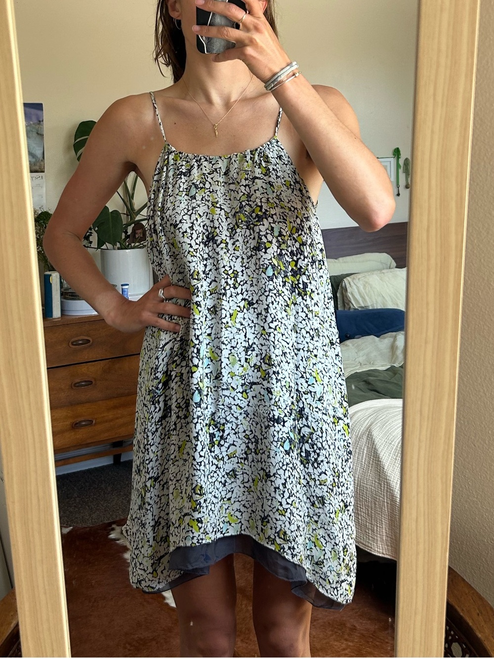 Silk Floral Spaghetti-Strap Dress